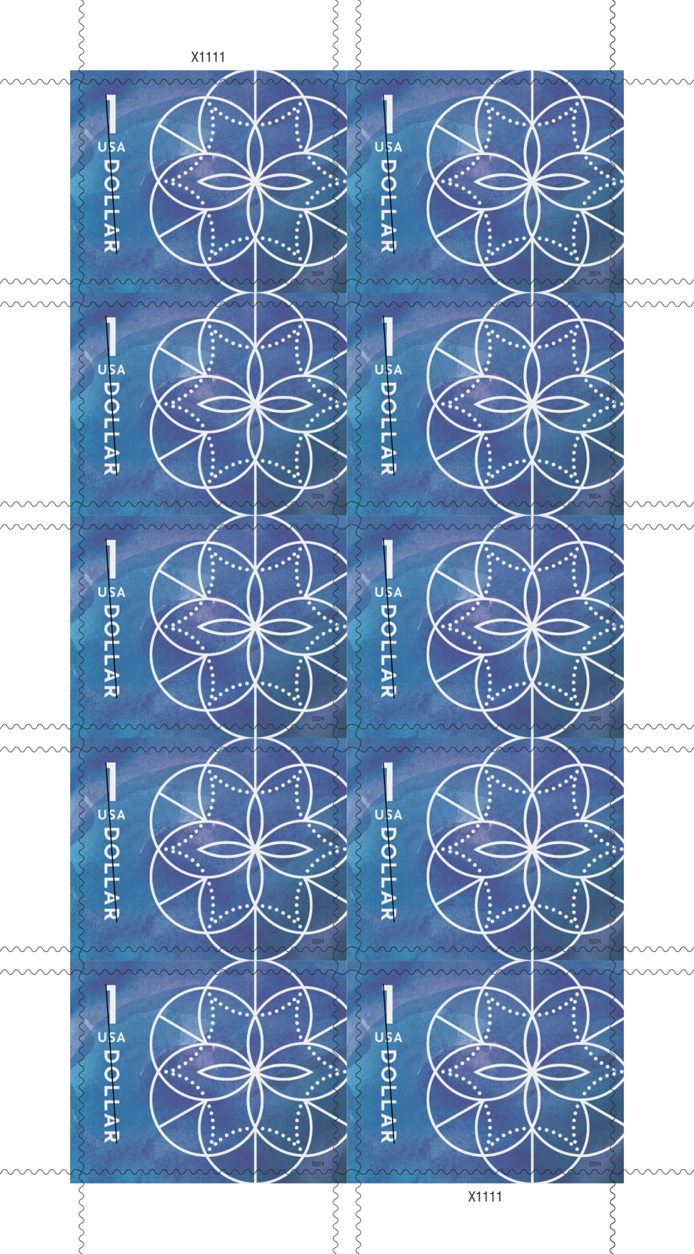 2024 $1 Floral Geometry Stamps