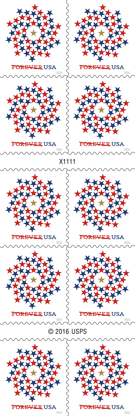 2016 Patriotic Spiral Stars Stamps