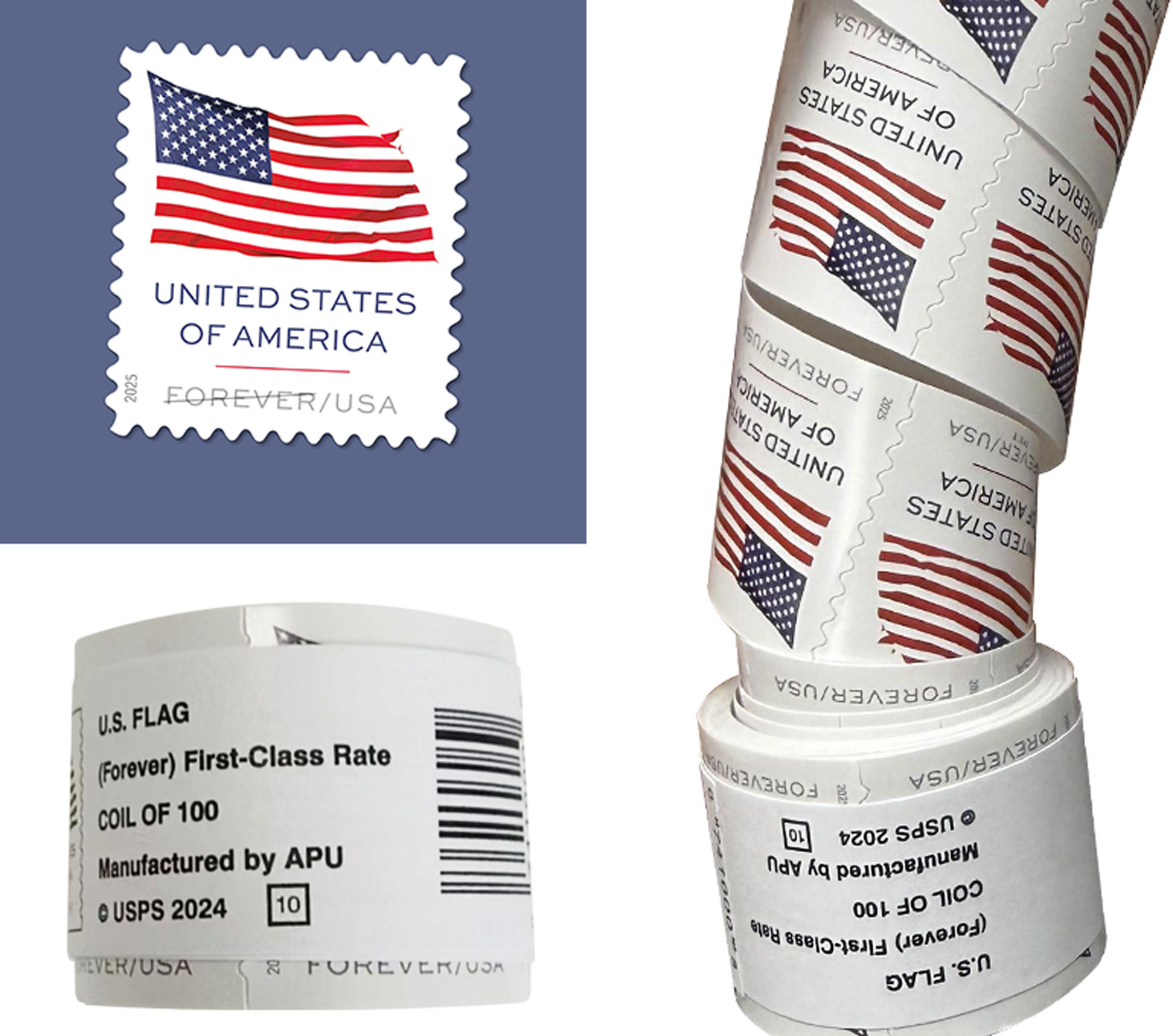 2025 U.S. Flag Stamps Roll 100 pcs
