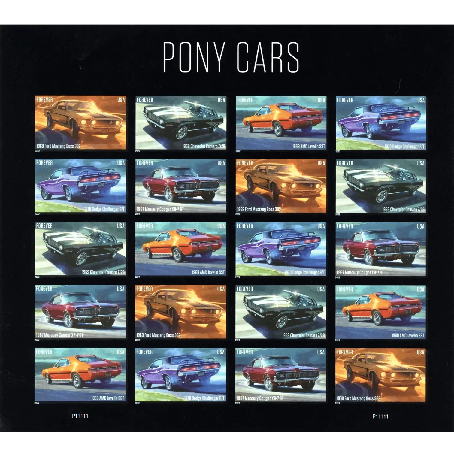2022 Pony Cars Stamps
